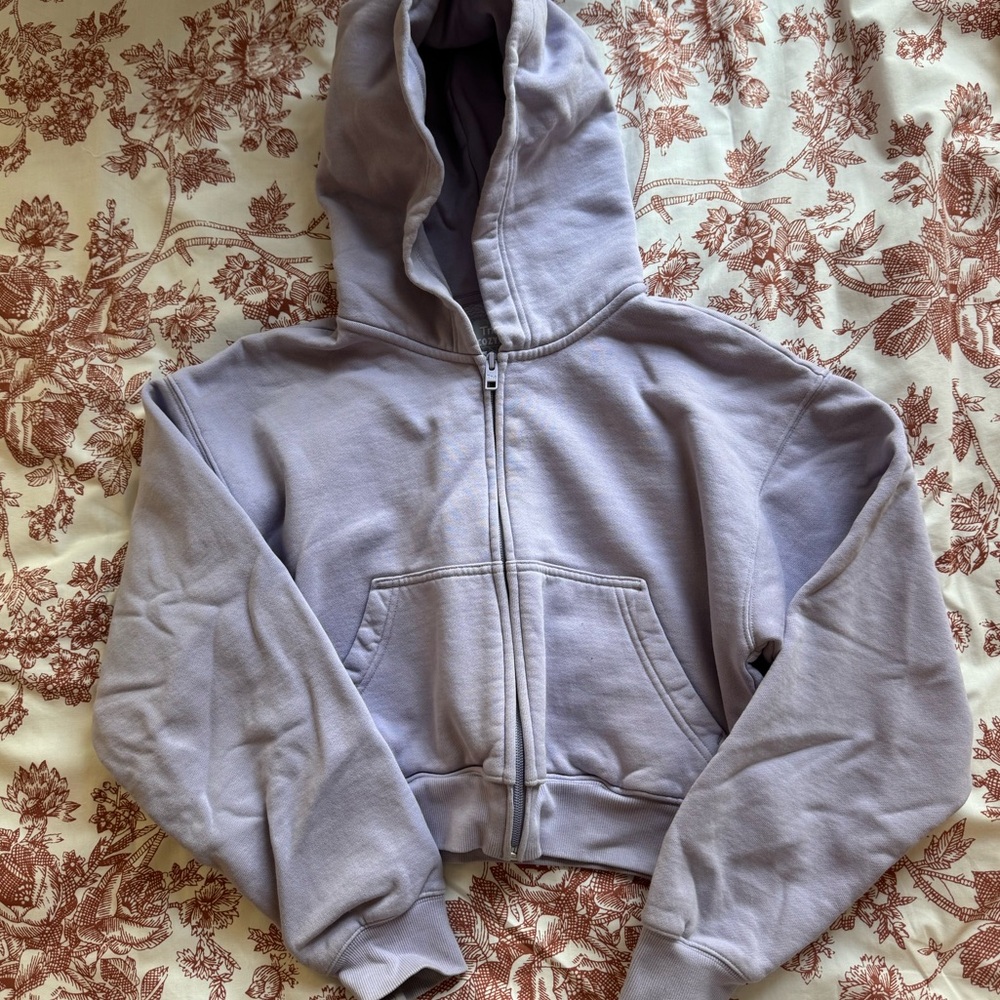 Aritzia TNA | CozyAF Cropped Fleece Zip-up | Lilac